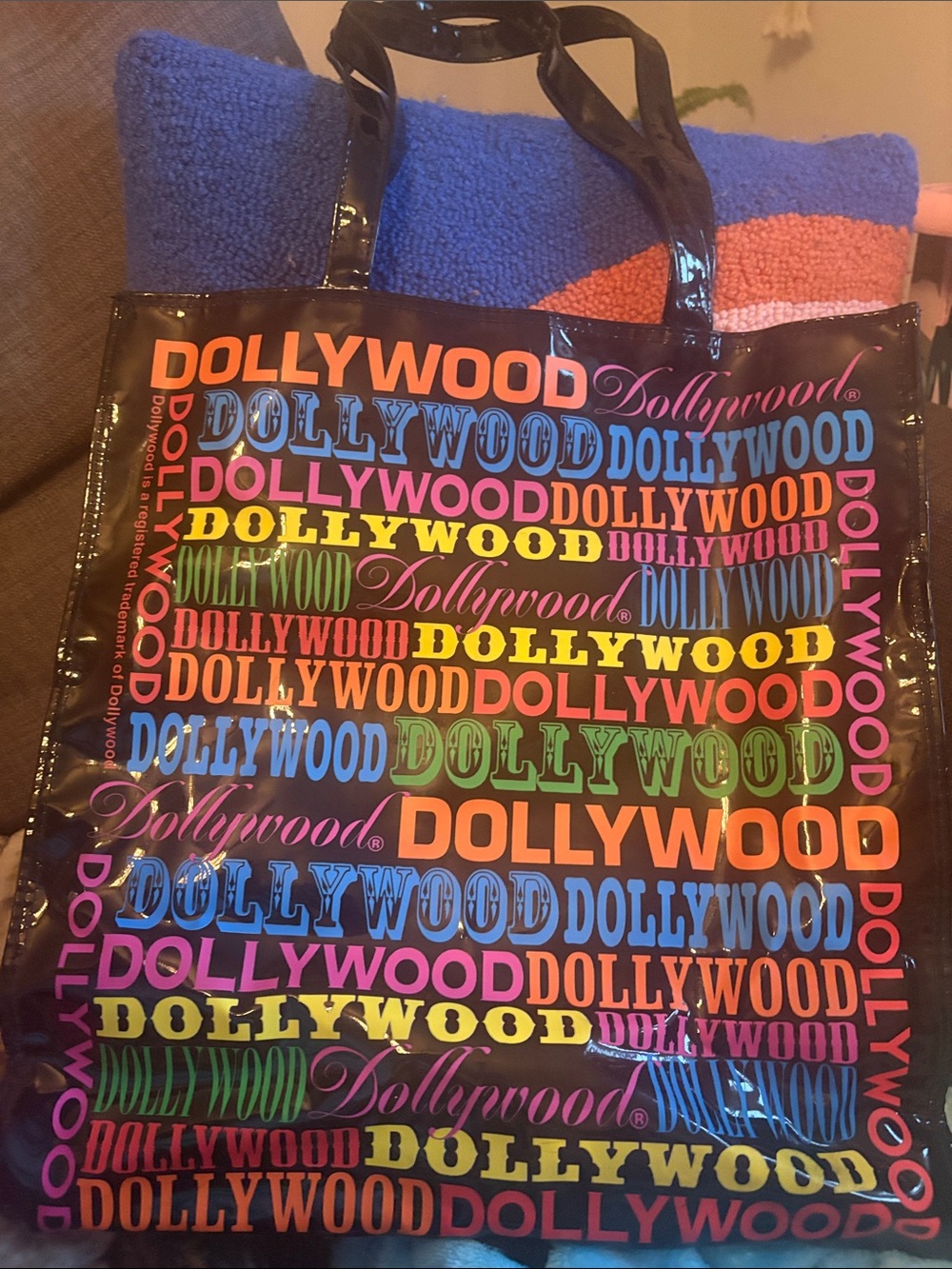 Black Tote with Multicolor Logo Print
